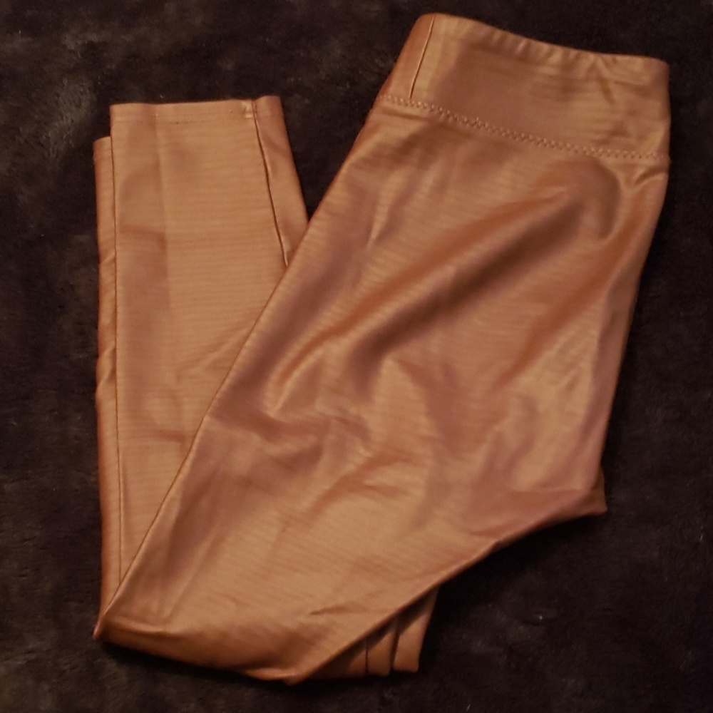 Brown faux leather leggings